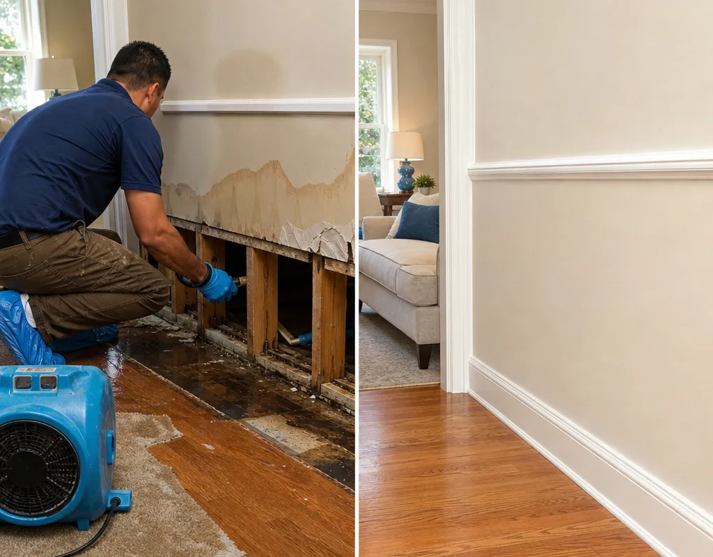 Water damage repair and restoration work
